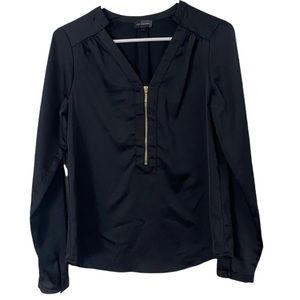 The Limited Half Zip Black Blouse SZ S